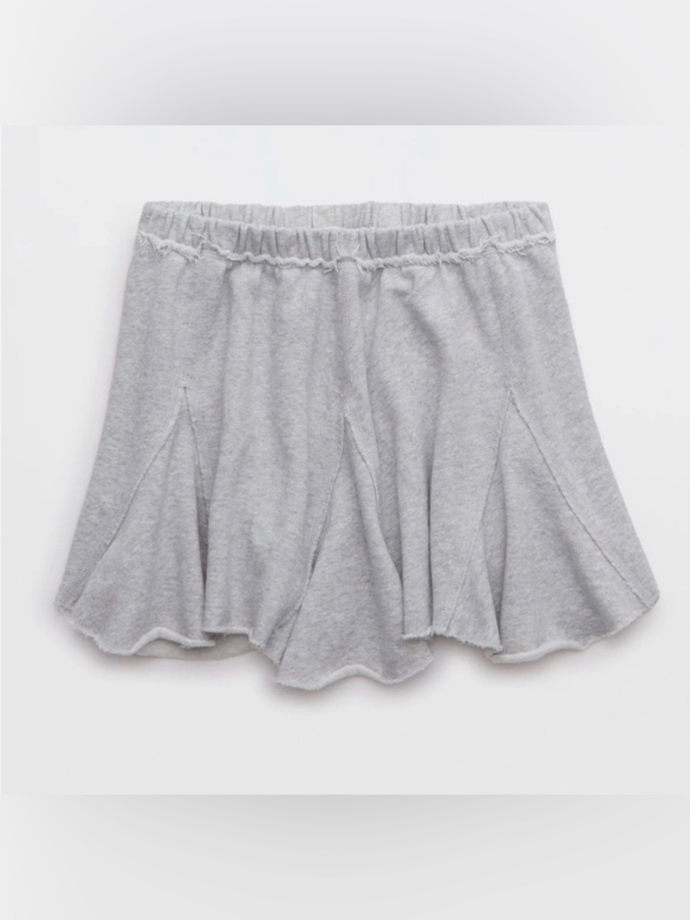 Aerie Women's Heather Gray Fleece Godet Mini Skirt Raw Hem *like new* Size XS/S